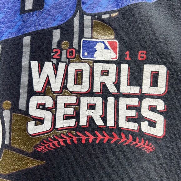 Chicago Cubs Cropped Top Medium Black Baseball 2016 World Series Cutoff Thrash - Picture 3 of 8